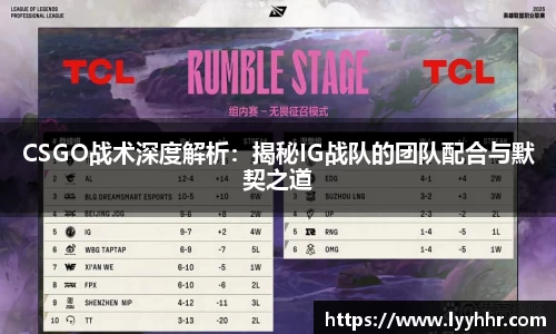 CSGO战术深度解析：揭秘IG战队的团队配合与默契之道